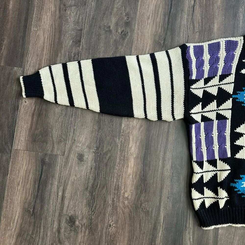 Vtg McGregor Knit Sweater Geo Abstract Native Print Pullover Crewneck Sz Large - Picture 5 of 7